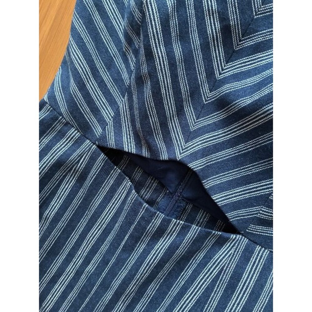 Intermix Christy Cut Out Linen Blend Halterneck Striped Jumpsuit - Women's 2 XS - Picture 6 of 7